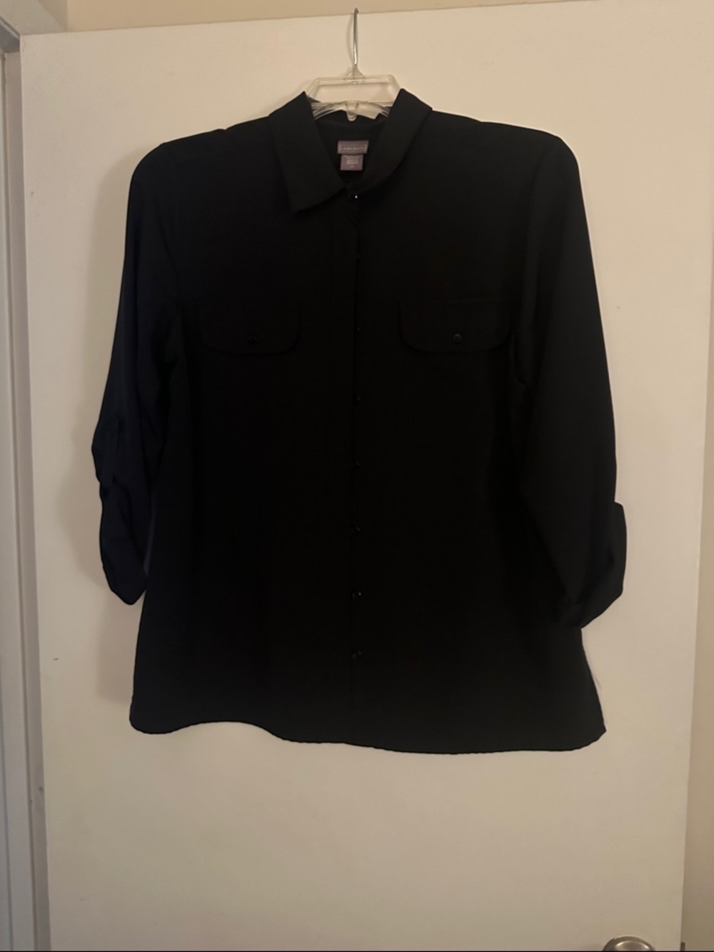 Laura Scott Black Collared Button-Front Shirt